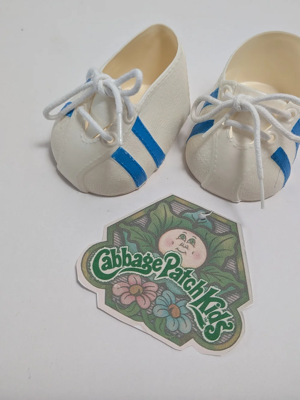 Vintage Cabbage Patch Kids Doll Blue Stripe Tennis Shoes OK CPK